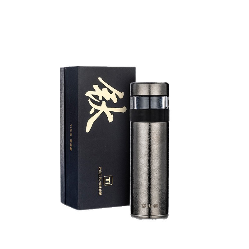 Rongshantang 純チタン断熱カップメンズティーカップ茶水分離カップ個人オフィスティーカップ|undefined