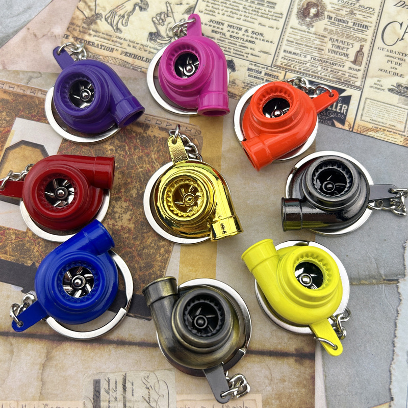 Creative car gift turbocharger metal keychain customized blower keychain modified car key pendant