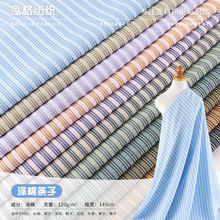涤棉条子色织平纹衬衫时装连衣裙面料 童装家纺箱包条纹布料现货