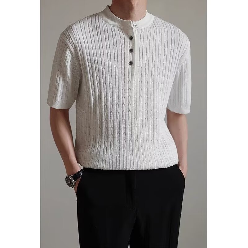 短袖男夏季t恤新款高级圆领针织衫男士韩版半袖夏装体恤冰丝上衣