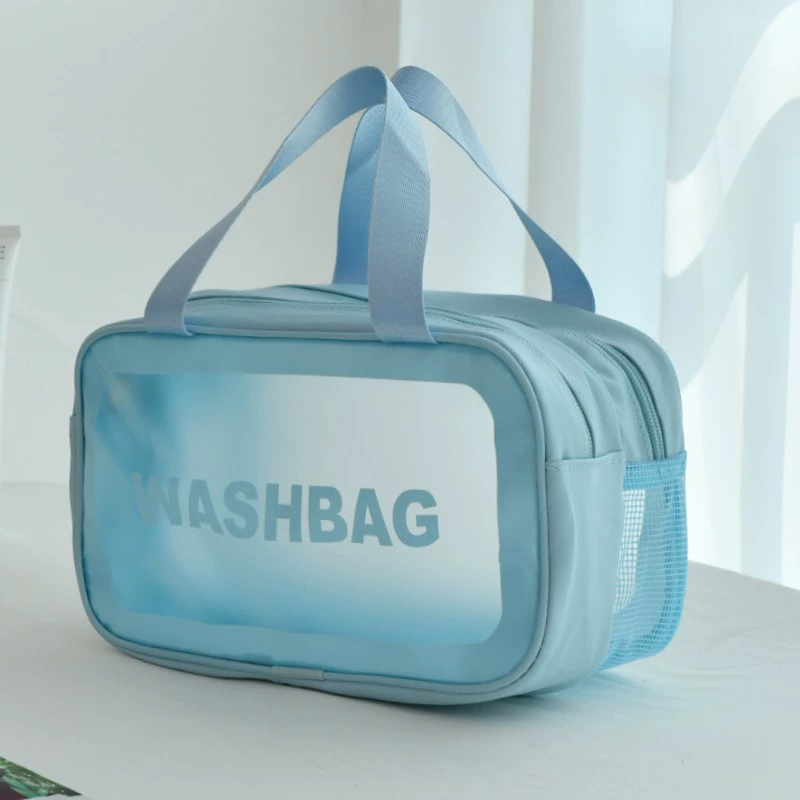 Matte high quality cosmetic bag PVC, handheld set for traveling, capacious organizer bag, 3 piece set