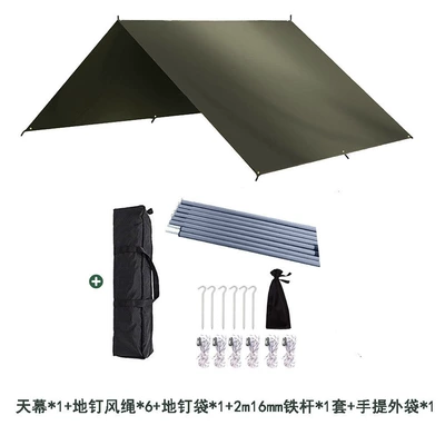 Avtomobil yan çətirləri – and Sun-Resistant, Available in Various Sizes - set-olive-green-canopy-6-ground-nails-6-wind-ropes-2m16mm-iron-rod-33