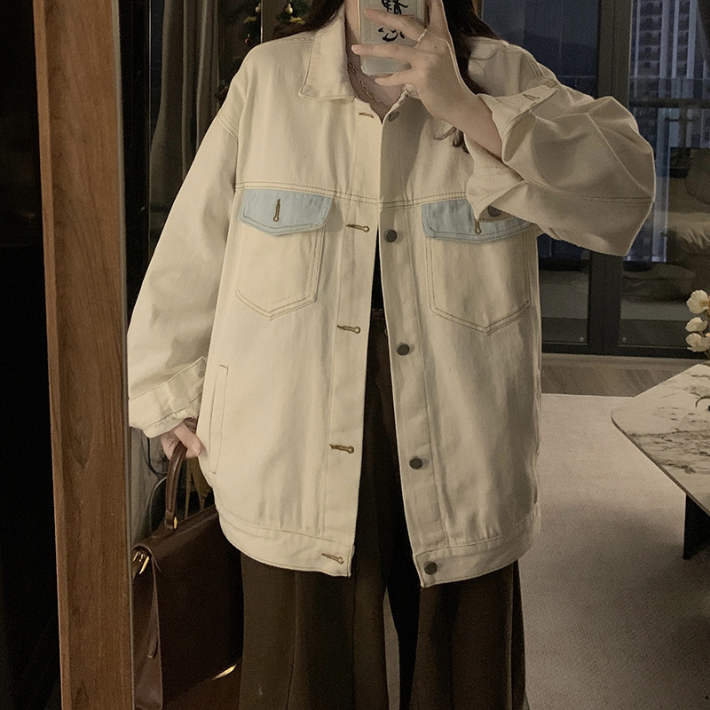 Spring New Korean Style Denim Jacket Women's Loose Design Sense Small Style Ancient Hong Kong Style Work Jacket Top Denim Clothes