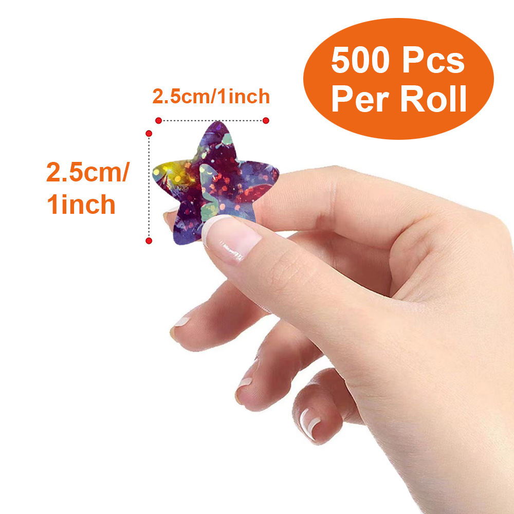 500 / rollo de 2,5 cm rollo de pegatinas de estrella brillante pegatinas de sello autoadhesivas pegatinas de etiqueta adhesiva