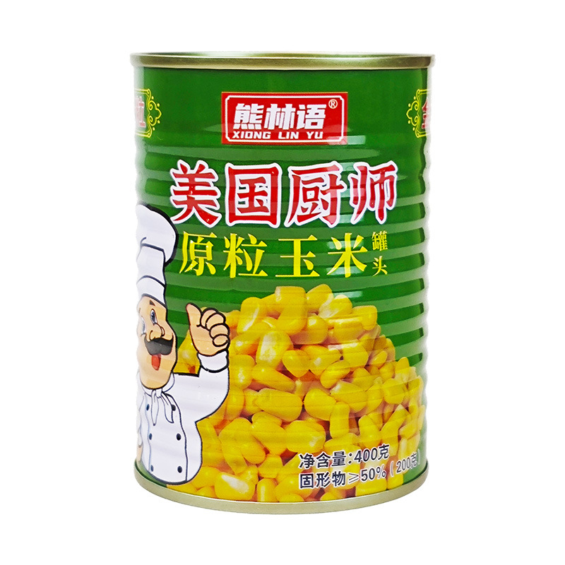 Bear Linyu American Chef Sweet Corn Grain Canned Fresh Corn Commercial Pizza Salad Baking 400g Factory Outlet