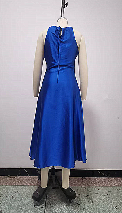 Summer Fashion Women's V-Neck Sleeveless Dress Sexy Suspender Waist Cinching Design Casual Dress_ecoleips.com