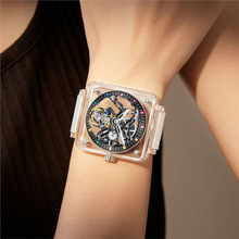 品牌高档正品真陀飞轮手动机械表透明表壳防水情侣腕表十大名牌