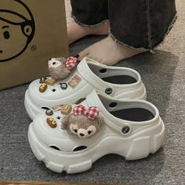 可拆卸鞋花可爱熊diy卡通花鞋配件毛绒洞洞装饰鞋扣小红书同款