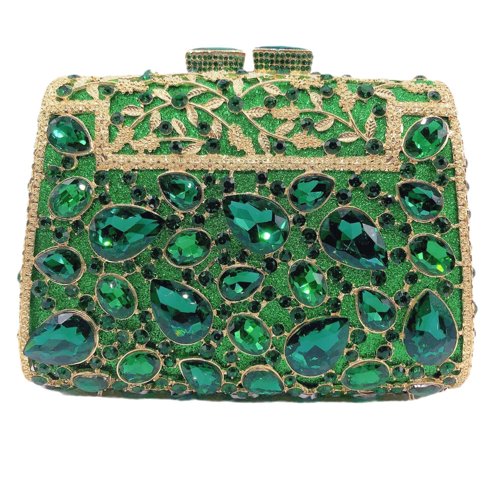 Túi clutch dạ tiệc nữ đính đá quý kim cương phong cách Âu Mỹ, kích thước 19×13.5×7 cm — Hoa violet