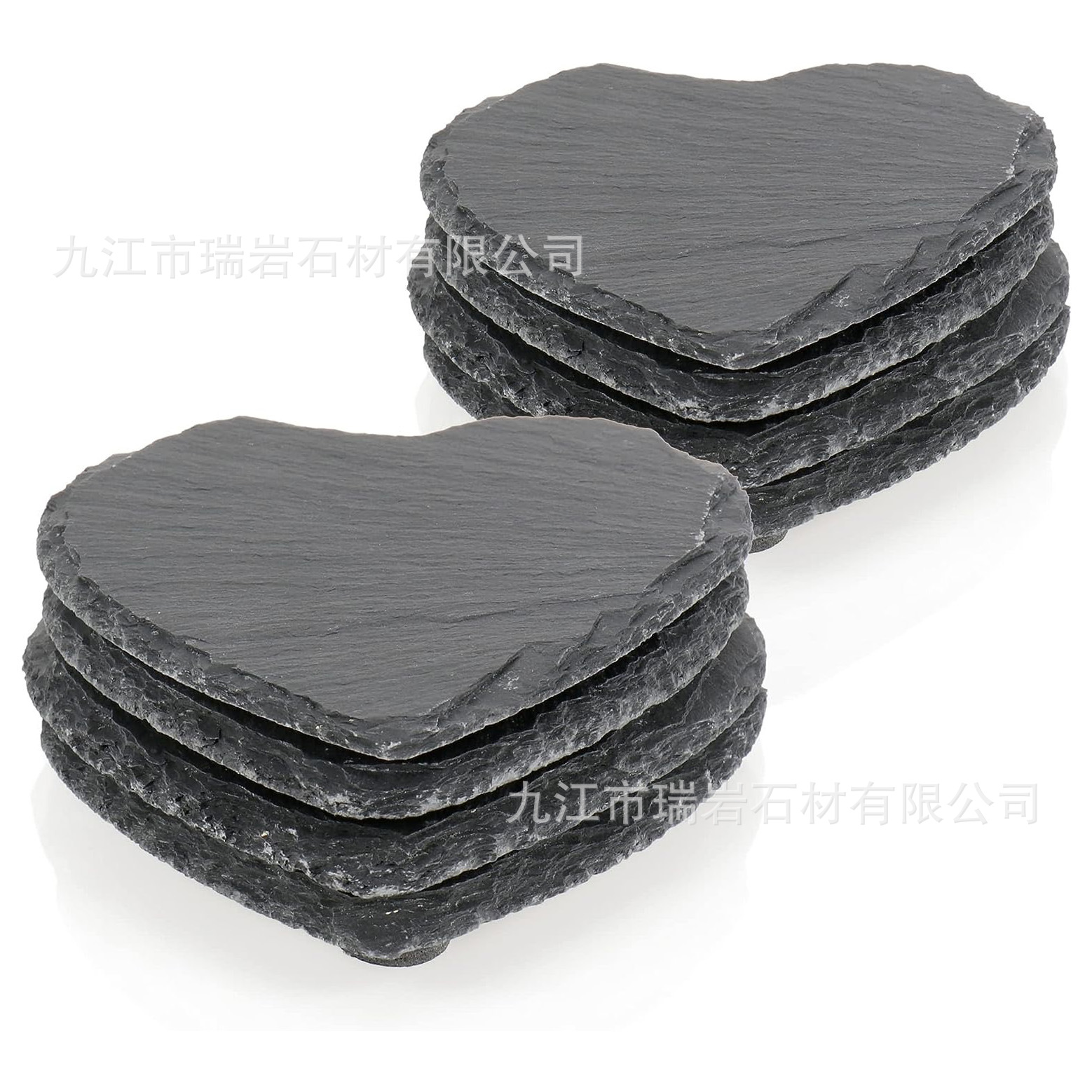 Posavasos de roca natural al por mayor de fábrica Posavasos de pizarra redonda de estilo japonés, almohadillas de aislamiento térmico, posavasos de pizarra de Amazon transfronterizos