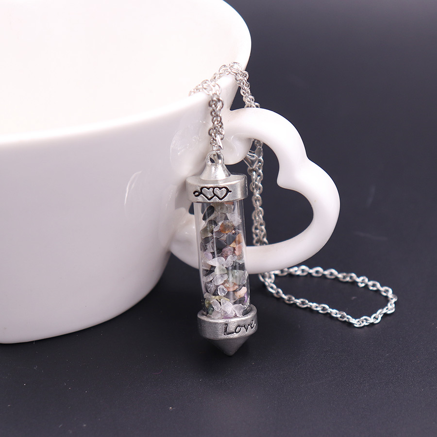 Nuevo collar largo de cristal con doble punta cónica y piedras trituradas, estilo corazón, amor, pareja, cadena para suéter, venta al por mayor image 13