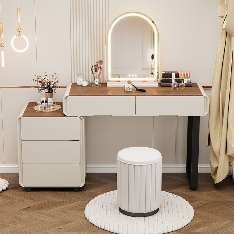 Cara de vidrio de color walnut - Beige White