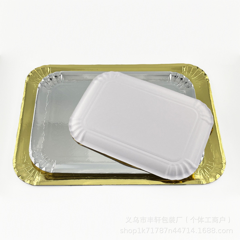 Una vez engrosada bandeja de papel dorado bandeja de papel fiesta de cumpleaños bandeja de barbacoa ham filete de cordero fábrica directa