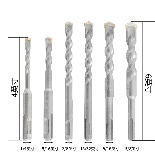 Cement concrete drilling electric hammer chisel drill bit combination 11PC round shank pointed chisel flat chisel round shank flat drill bit