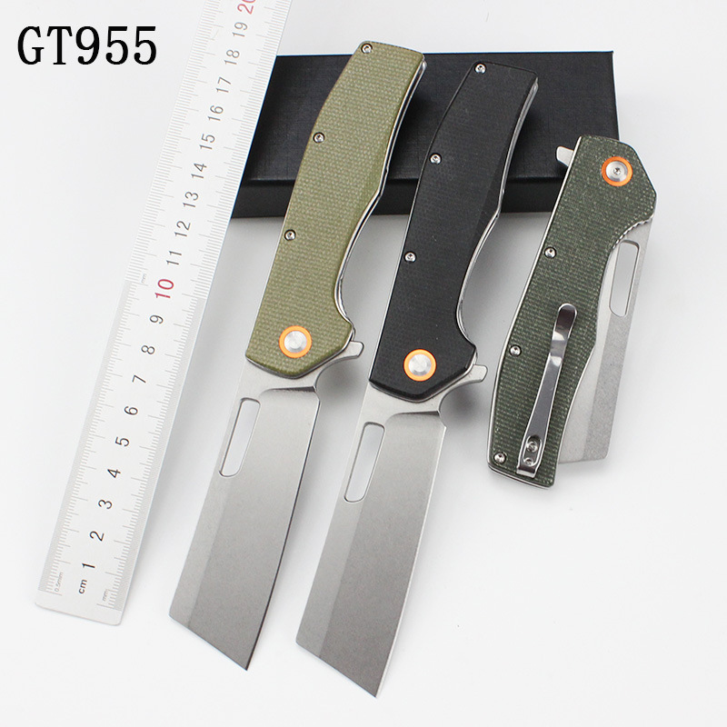 GT955高硬度荒野折叠刀亚麻柄多功能口袋刀随身户外户外野营必备