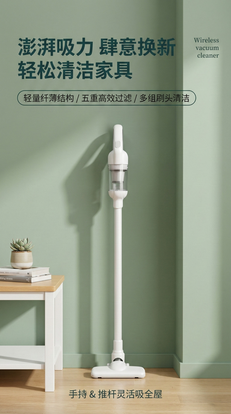 Handheld Wireless Vacuum Cleaner for Home and Car Use 2025, High Suction, Compact and Portable, Dual-Purpose for Car and Home Cleaning