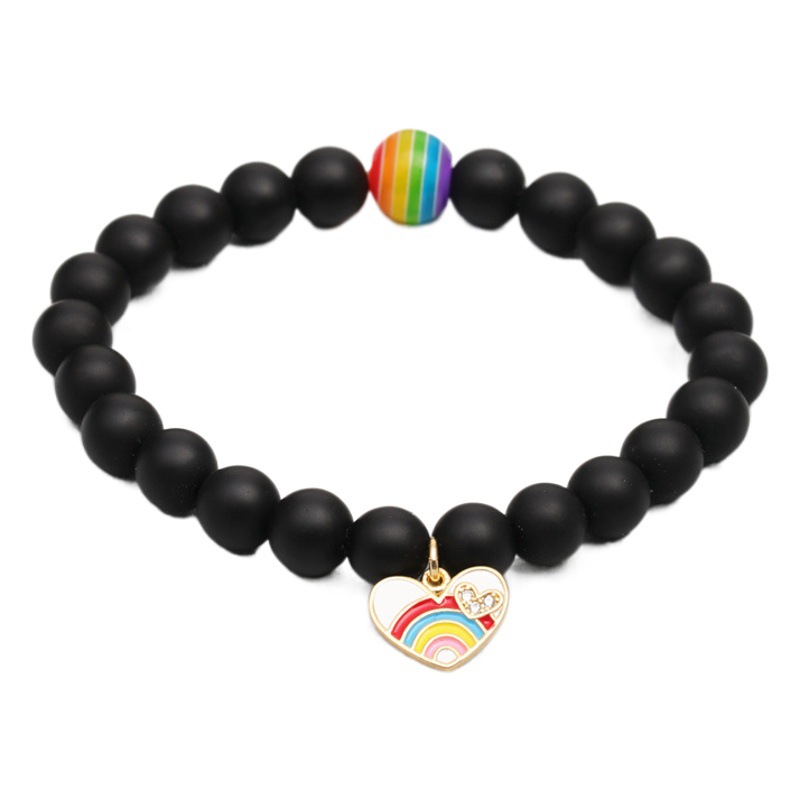 Cuentas coloridas europeas y americanas transfronterizas Ojo de tigre Pulsera de cuentas de piedra volcánica pulsera de arco iris de piedra hombres y mujeres pulsera de pareja