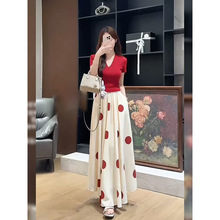 大码胖mm御姐风气质套装夏季新款v领短袖上衣大摆半身裙两件套女