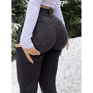 E 87255 Versatile elastic slim denim pants �ٴ���o��ţ��