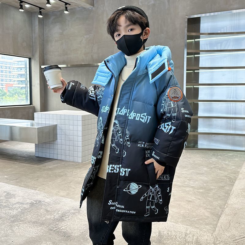男童羽绒服中长款冬装2025新款洋气中大童加厚冬季儿童外套清仓棉