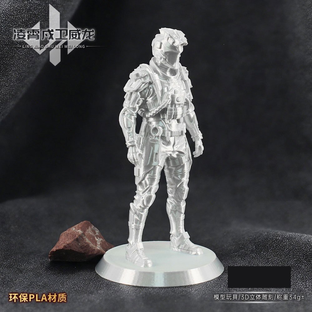 3D Printed Delta Force Action Figure Model Ornament, Gold Circuit Board Style Gaming Peripheral Desktop Decoration