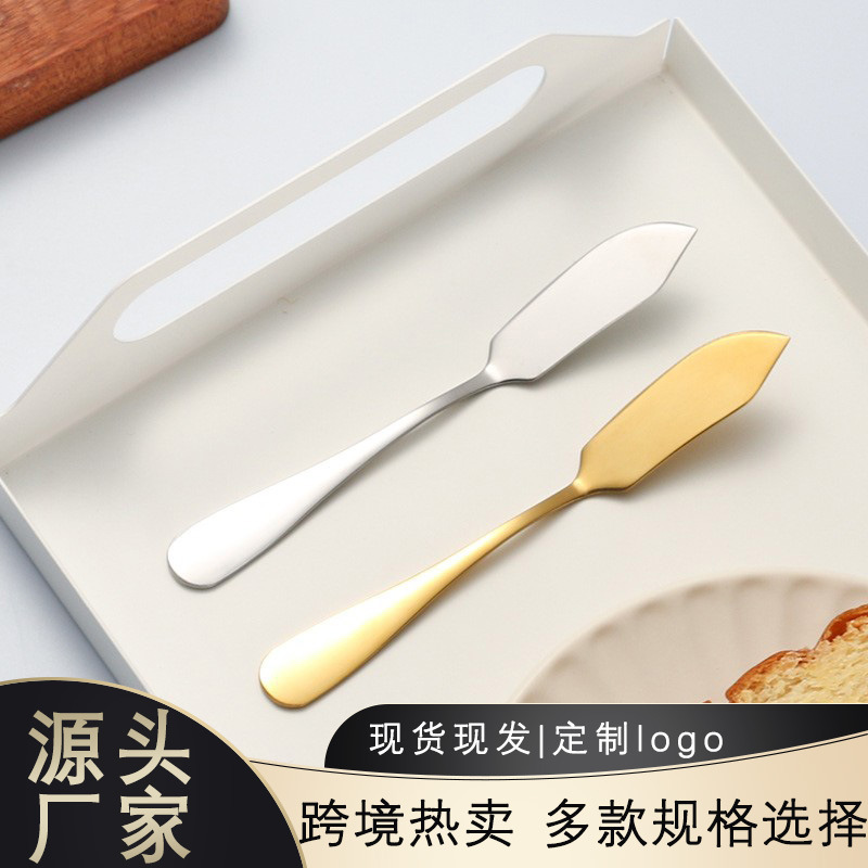 Cross-border 304 Stainless Steel Butter Knife Korean-style Long Handle Butter Knife Baking Scraper Western Tableware Jam Cream Spatula
