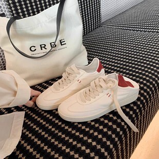 Grape Mom Same Cowhide Lace-up Casual All-match Sports Board Shoes Women's Niche Round Head Breathable Soft White Shoes Women