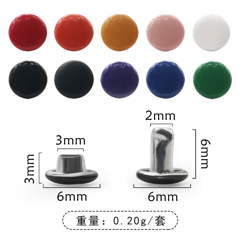 6mm-10mmカラー塗装両面打釘鉄製丸帽子釘服装補助材料バッグ平面アルファベットリベット|undefined