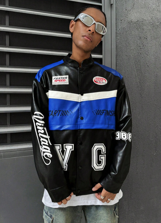 Autumn Winter Foreign Trade Cross-border European And American Clothing PU Leather Loose Coat Men's Street Racing Jacket_mkmklike.com