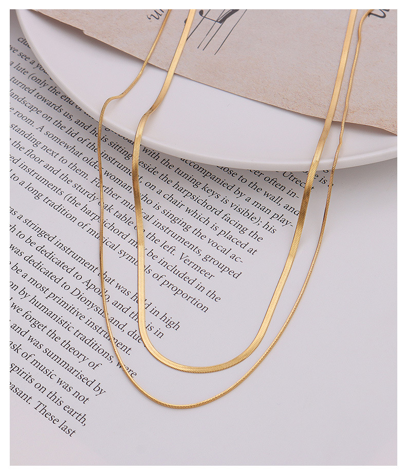 Women'S Gender Retro Style Double Layer Snake Bone Chain Necklace Titanium Steel Jewelry