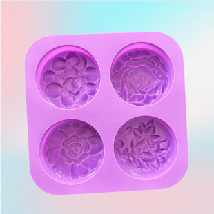 4 Consecutive Different Flower-Shaped Soap Molds, Handmade Soap Chocolate Silicone Molds, Biscuit Molds, Cake Plaster Wax Slices, Aromatherapy Molds