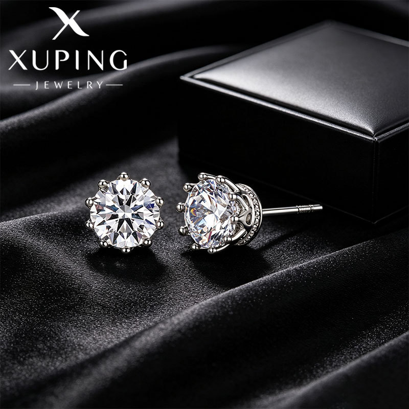 Pendientes de Corona con Gemas Artificiales de Aleación, Galvanizado, Diseño de Flores, para Mujer
