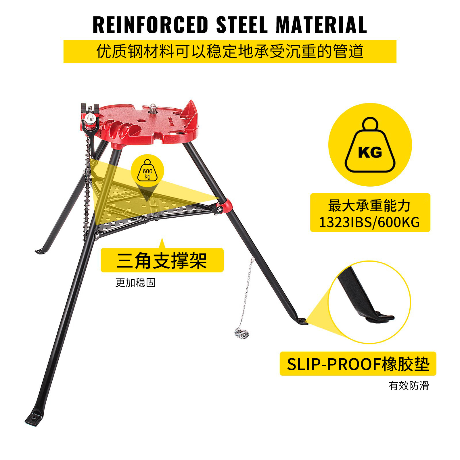 Soporte de tubería de servicio pesado con pinza de tubo de tobillera soporte de tornillo de banco herramienta de tubería soporte ajustable soporte de tubería