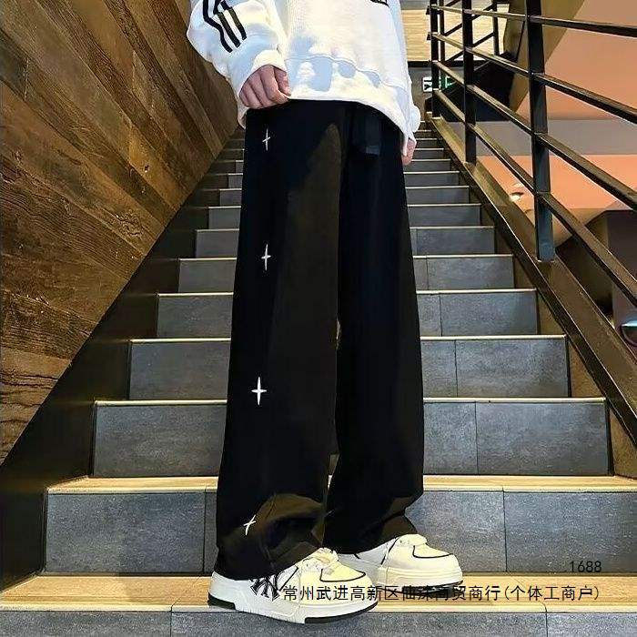 设计裤子学生秋季新款垂感阔运动裤潮牌宽松直筒休闲休闲裤卫裤