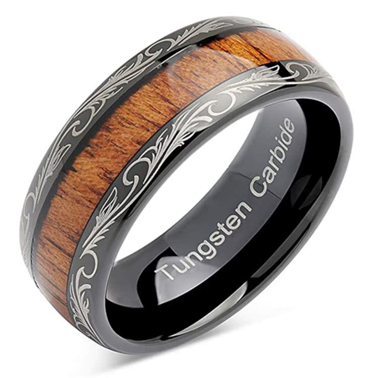 Wood Grain Tungsten Ring 4