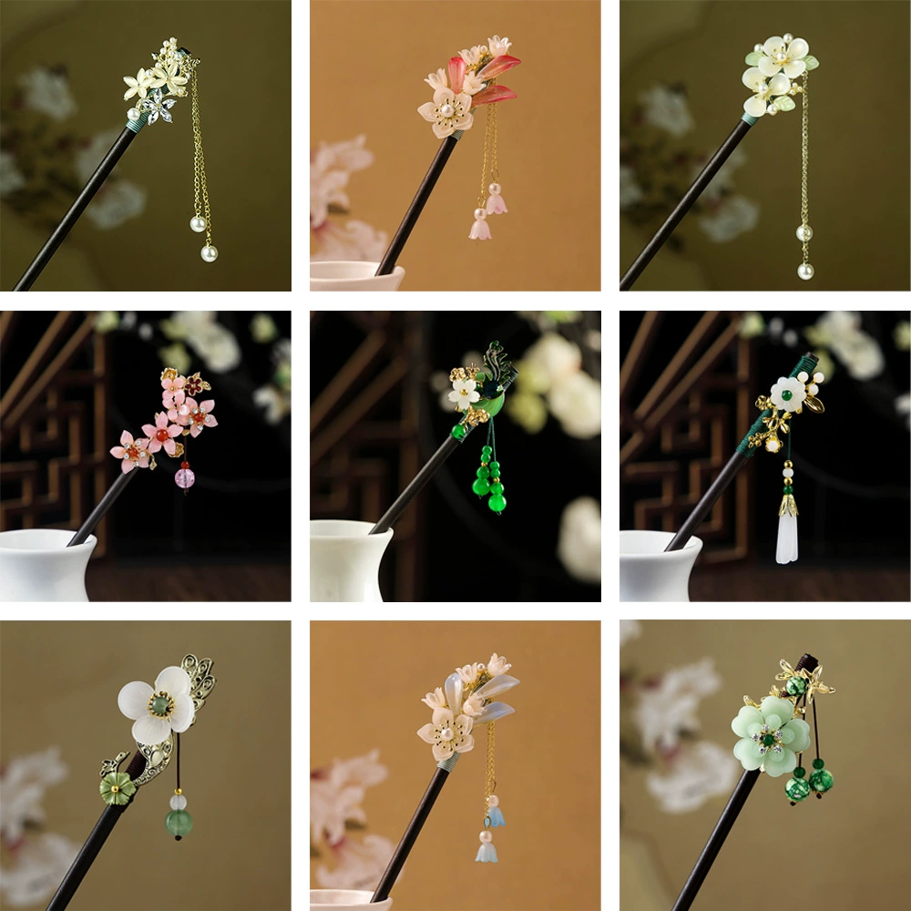 Новая заколка для волос в китайском стиле из искусственного черного дерева с кисточками, традиционная заколка для ханьфу и чонсама, заколка для женщин.