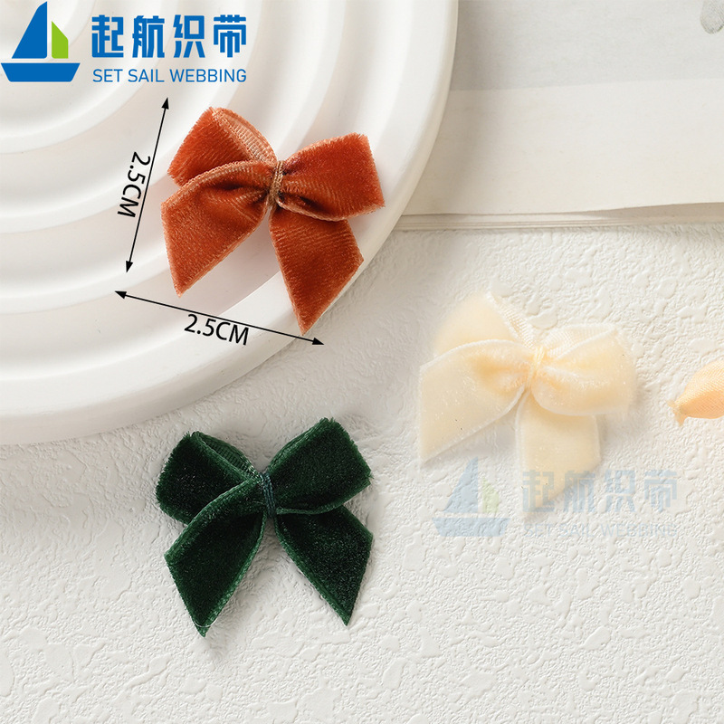 Cross-Border Christmas Velvet Belt Waist Handmade Small Bow Intimates Pajamas Children's Clothing Toys Bow Accessories