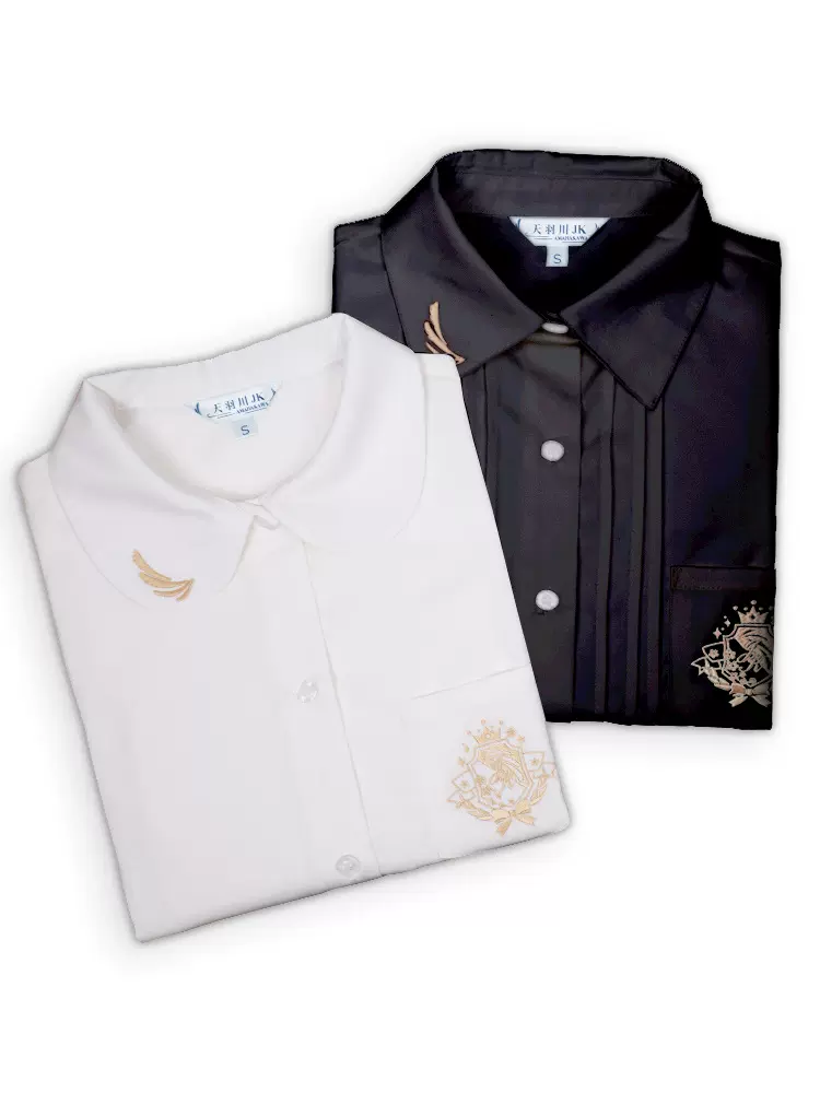 JK衬衫短袖衬衣制服上衣天使之翼女生短袖宽松黑白两色夏季短袖