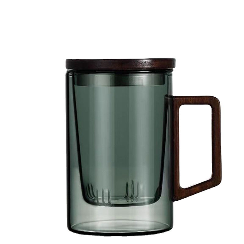 Taza de té de vidrio borosilicato taza de agua resistente al calor de la Oficina de los hombres taza de té de separación de té