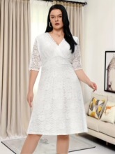R 27431 Plus Size Lace Evening Dress ��a���Y�� �W���羳