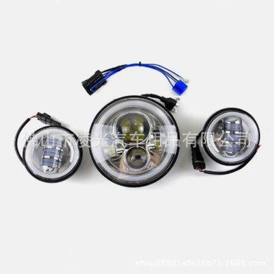 7inch Led Headlights, 4.5inch Fog Lights, Moxiao 500 Lifan V16 Modified Led Fog Lights, Motorcycle Modification (Motorcycle headlights, headlights) - motorcycle-suit-harley-1-piece-of-7-inch-4-bead-silver-face-ring-2-pieces-of-45inch-silver-face-ring-fog-lights-1-wiring-harness-set