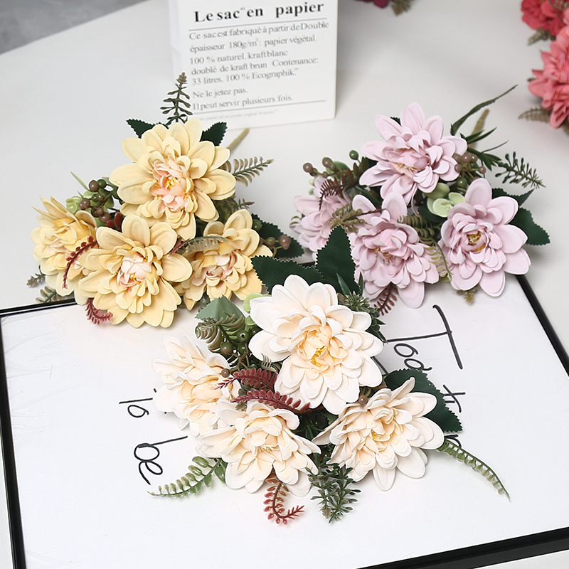 Flores de simulación coral Dalian sala de estar decoración de boda flores falsas fabricantes de props de fotografía al por mayor adornos props transfronterizos