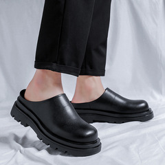 2023 Men's Chef Shoes Spring Work Office Special Use Pure Black Non-Slip One-Piece Safety Fashion Shoes 15963-R