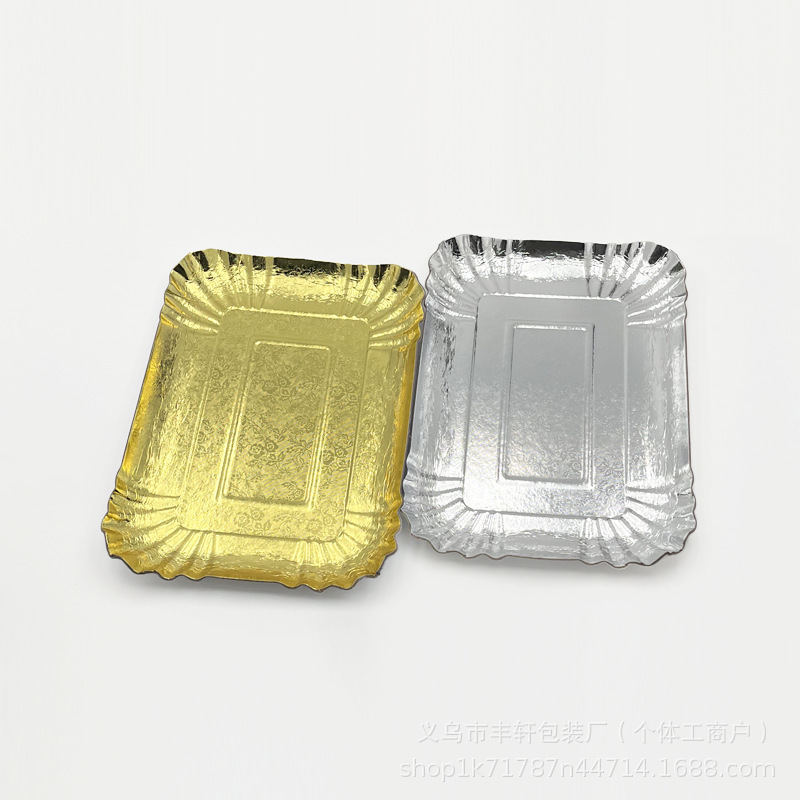 Factory Direct Sales Party Disposable Paper Plate 1200g Gold Aluminum Film Tray Kidsren's Birthday Plate Paper Plate