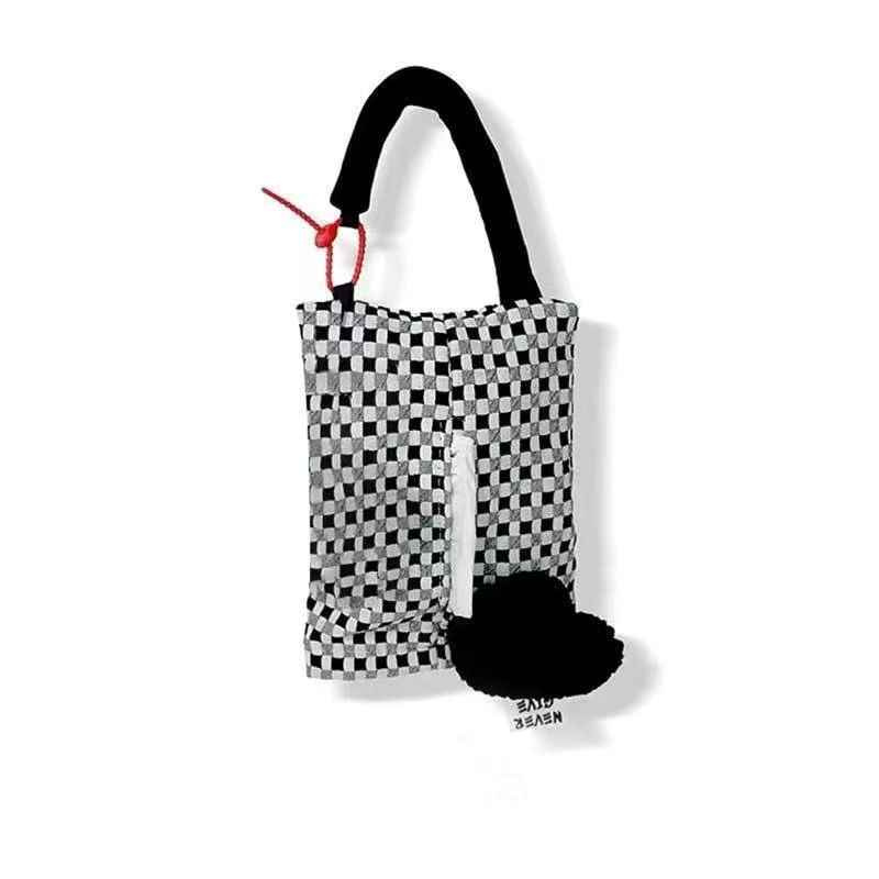 Car tissue bag hanging pouch with cute doodled dog design, car tissue box for use in the car, seat tissue bag, hanging tissue box