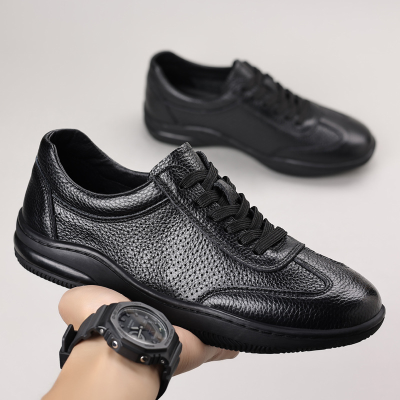 Piel de vaca de primera capa de verano nuevos hombres sandalias de cuero de cuero hueco transpirable para hombres zapatos casuales de todo fósforo zapatos de hombre