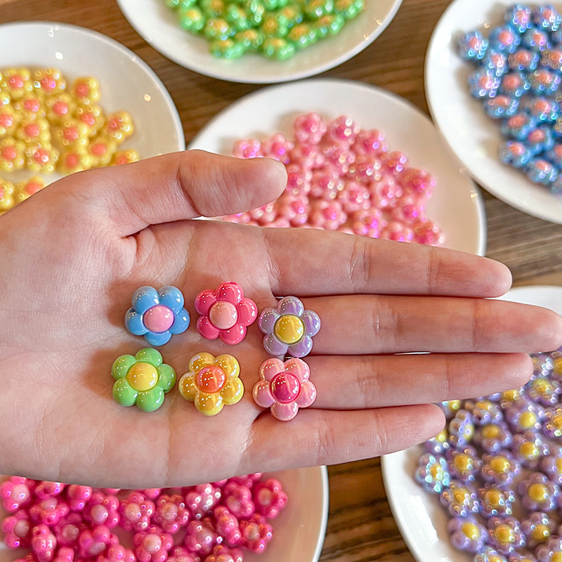 Accesorios para el cabello DIY, material semiacabado de flor recta de color sólido, anillos y cuerdas para el cabello hechos a mano, productos de fábrica.