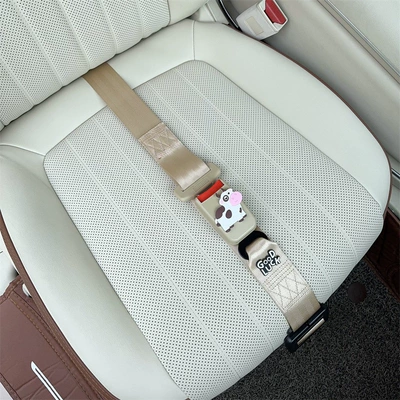 Safety Belt Fixed, Car seat belt - three-point-anti-strangle-safety-belt-beige-ugly-cow