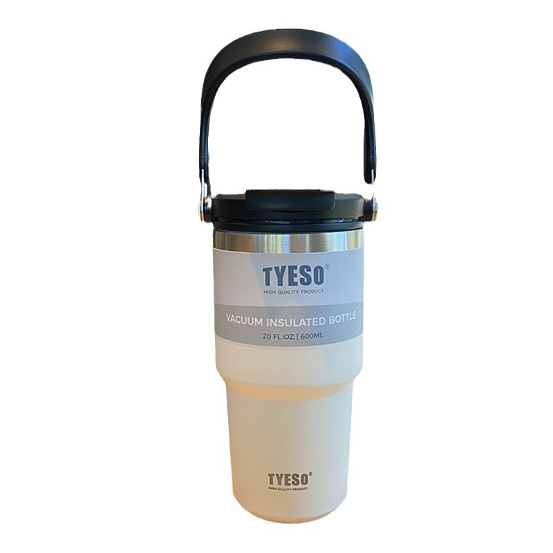 TYESO helado taza portátil doble bebida de gran capacidad acero inoxidable 304 coche vacío con paja taza café frío preservación