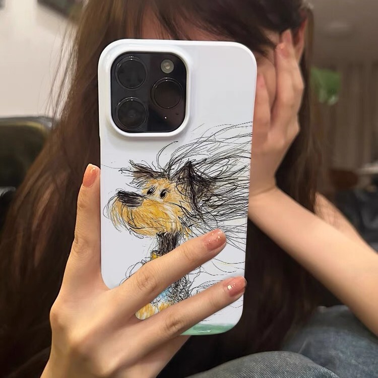 Funny Furry Dog Phone Case Suitable for Apple 17/16Pm/15/I13Pro12/11/8P Film Hard Case